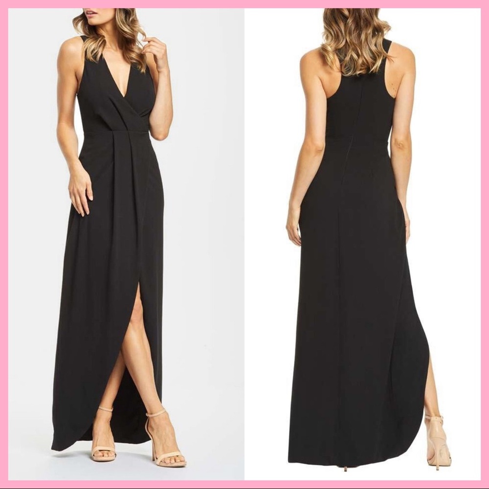 DRESS THE POPULATION | NWOT Ariel Black Maxi Dress